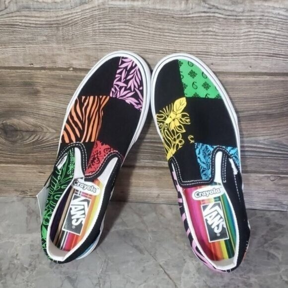 New Vans Classic Slip On Crayola Diy Trace Your Dreams Black‎ Sneakers Deadstock - Picture 8 of 10